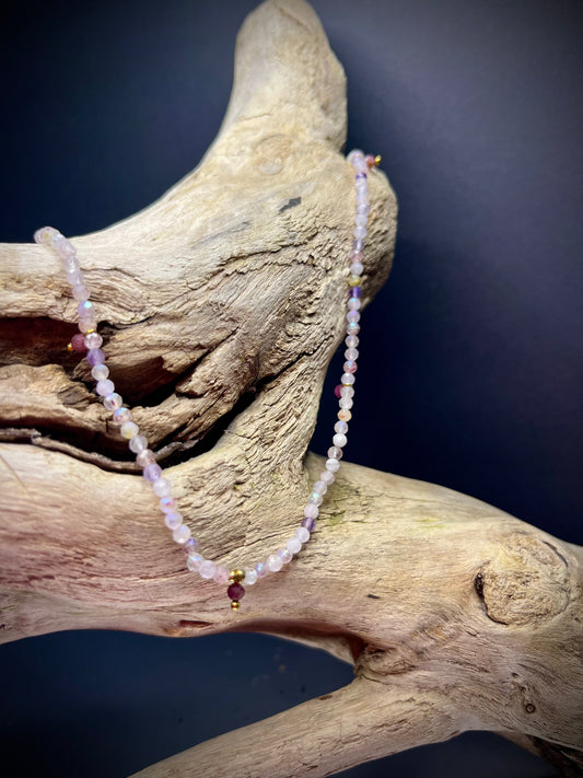Amethyst und Mondstein Halskette